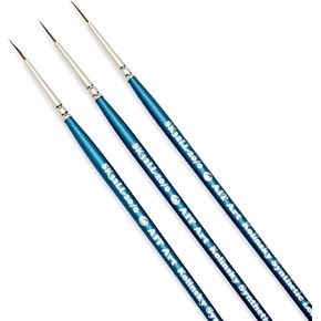 AIT Art Select Long Liner Paint Brushes, Size 10/0, Pack of 3, Synthetic Kolinsky Sable, Set Assembled in USA for Trusted Performance and Crafting Exquisite Details