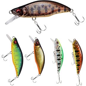 5PCS/Box Minnow Sinking Lure Fishing with 3D Eyes Double Hooks,Artificial Hard Bait Swimbaits Bass Fish Crankbaits Fishing Bionic Lure Fishing Tackle