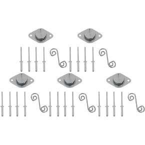 MOTO4U Self Ejecting Fasteners for ATV UTV, Quarter Turn Fastener Spring Loaded with Springs and Plates for Fastening Sheet Metal and Door Panel, Sliver Aluminum(5 pack)