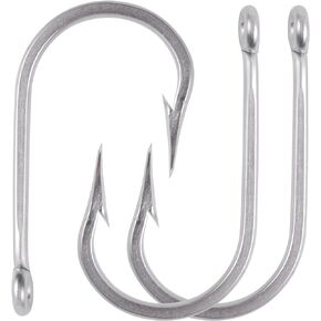 Stainless Steel Fishing Hooks Saltwater Tuna Hooks Fishing Big Game Large Giant Shark Catfish Hooks 8 PCS Forged Hooks Fishing Tackle with Box