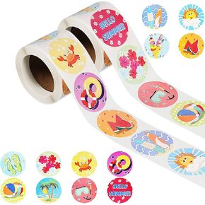 1000 Pieces Summer Beach Stickers Roll Hawaii Tropical Label Stickers for Kids Luau Summer Theme Party Favors Scrapbooking Bottles Computer Luggage Decoration