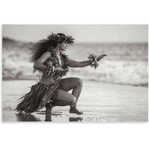 ملصقات ديكور الغرفة، ملصقات سريالية لامرأة هاواي حولا للرقص، ملصقات 80 ثانية (2) لوحات فنية جدارية من القماش، ديكور جداري، ديكور منزلي، ديكور غرفة المعيشة، مطبوعات جمالية 16 × 24 بوصة (40 × 60 سم) بدون إطار in Kuwait