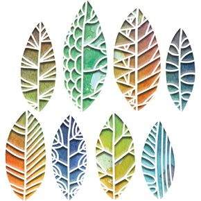 Sizzix Thinlits Die Set 8 Pack Cut Out Leaves by Tim Holtz, Multicolor