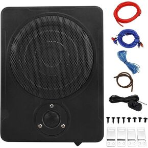 Yaeccc 8" 600w Audio Slim Under-Seat Powered Subwoofer, Car/Truck Sub Bass Speaker Kit,Ultra Slim Under Seat Active Powered Car/Truck Subwoofer