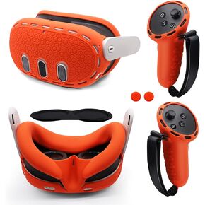 IFOYO 5 in 1 Silicone Accessories, VR Protective Case Set for Meta Quest 3, Controller Grip Cover, VR Shell Cover, Face Cover, Protective Lens Cover for Oculus Quest 3 (Black)