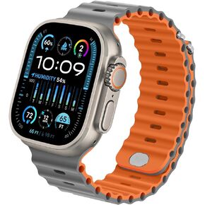 أساور Anlinser متوافقة مع سوار ساعة Apple 49 مم 45 مم 44 مم 42 مم، حلقة رياضية قابلة للتعديل مصممة لساعة Apple Watch Ultra 2/Ultra SE Series 9 8 7 6 5 4 3 (برتقالي/أسود)