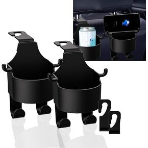 خطاف متعدد الوظائف لظهر مقعد السيارة - خطاف كأس ماء على ظهر المقعد، حامل أكواب المقعد الخلفي لسيارتك - 3 في 1 متعدد الوظائف مسند رأس مقعد السيارة وحامل هاتف مع خطاف in Kuwait