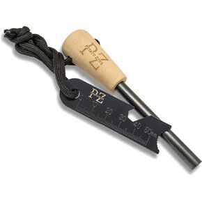 Ferro Rod Fire Starter Kit – Wood Handle Flint Fire Starter with Ferro Rod Striker and Wrist Lanyard – Weatherproof and Waterproof Fire Starter Survival Tool for Camping, Hiking