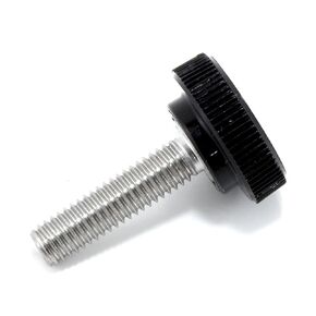 #10-32 x 3/4" Thumb Screw Stainless Steel - Black Knurled Round Plastic Knob - Fine Thread Thumbscrew - Length: 0.750" - Proudly Built in USA - Package of (10)