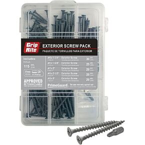 براغي Grip-Rite MPPG10 PrimeGuard المتنوعة من الخشب إلى الخشب، حزمة متعددة، تتضمن فيليبس رقم 2 مجانًا، 115 قطعة in Kuwait