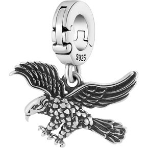 Eagle Eagles Bald Bird Open Clasp Clip On Pendant 925 Sterling Silver Charm For Pandora & Other Charm Bracelets/Necklaces