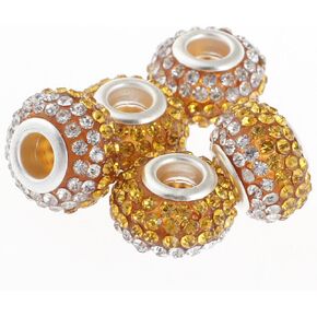 RUBYCA Big Hole Czech Crystal Large Charm Beads fit European Bracelet (5pcs, 15mm, Multi Color) in Kuwait