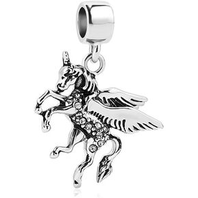 CharmSStory Unicorn Animal Charm Synthetic Crystal Dangle Beads For Charm Bracelets