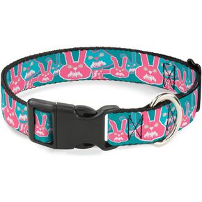 Buckle-Down PC-W30115-S Angry Bunnies Turquoise/Pinks Plastic Clip Collar, Small/9-15"