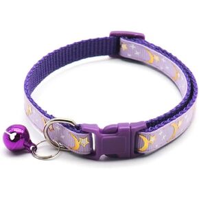 Reflective Cat Collar,5PCS Breakaway Cat Collars with Bell Moons Stars Cute Kitty Adjustable 7.5-12.5 Inch Safe Kitten Collars