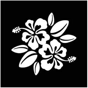 Hibiscus Flowers Vinyl Decal | White | Made in USA by Foxtail Decals | for Car Windows, Tablets, Laptops, Water Bottles, etc. | 4.5 x 4.375 inch