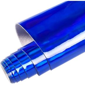 7.8"x53" Holographic Vinyl Fabric,1roll Faux Leather Sheets are Suitable for Bows,Leather Earrings and Other DIY Craft Items (1 Roll Sky Blue)