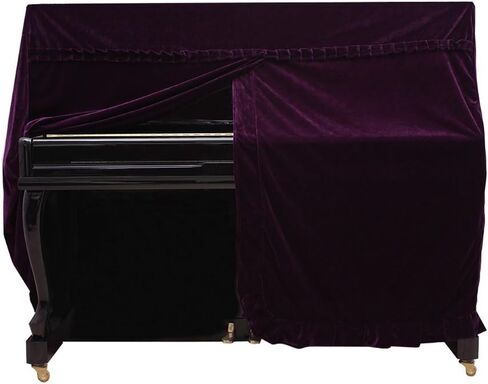 Upright Piano Cover, Colorfast Pleuche Full Piano Dust Proof Decorated Cover(Purple) in Kuwait