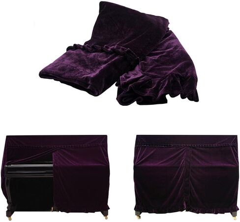 Upright Piano Cover, Colorfast Pleuche Full Piano Dust Proof Decorated Cover(Purple) in Kuwait