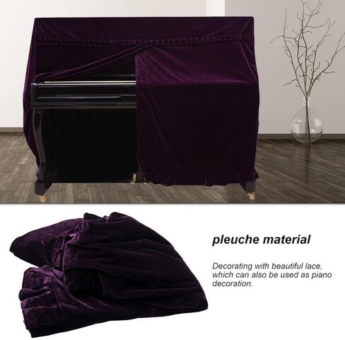 Upright Piano Cover, Colorfast Pleuche Full Piano Dust Proof Decorated Cover(Purple) in Kuwait