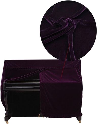 Upright Piano Cover, Colorfast Pleuche Full Piano Dust Proof Decorated Cover(Purple) in Kuwait