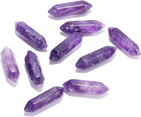 Wholesale Natural Amethyst Crystal Point 10 PCS Hexagonal Healing Reiki Quartz Stones Bulk for Jewelry Making in Saudi Arabia