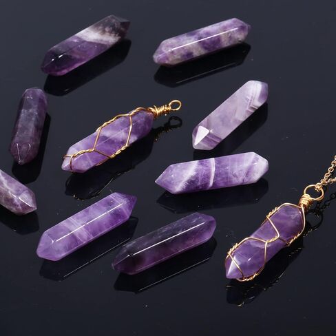 Wholesale Natural Amethyst Crystal Point 10 PCS Hexagonal Healing Reiki Quartz Stones Bulk for Jewelry Making in Saudi Arabia