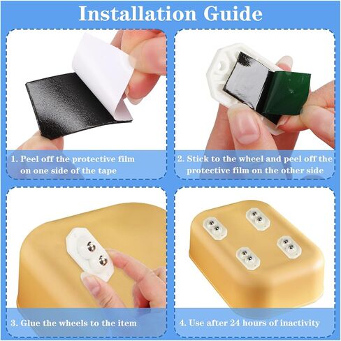 NOVWANG Mini Caster Wheels 24Pcs, Appliance Rollers Stainless Steel Double Bead Self Adhesive Caster Wheels Sturdy Sticky Swivel Pulleys Universal Wheels for Kitchen, Box, Small Appliance Slider in Saudi Arabia