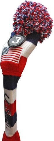 USA Patriot Majek Golf Club Fairway Wood Pom Pom Patriotic Knit Head Cover Headcover for Metal Woods in Saudi Arabia