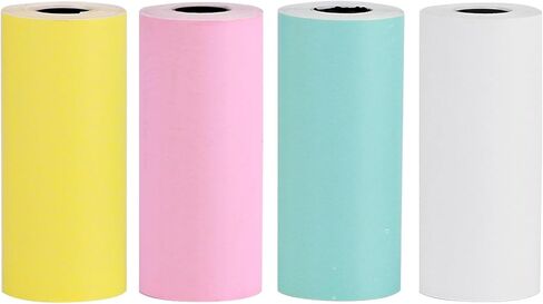 Thermal Printer Paper, 4pcs Colorful Mini Printing Paper Rolls Print Camera Paper Refill Self Adhesive Printable Sticker for Kid's Camera Favors Supplies (57 * 25 mm) in Saudi Arabia