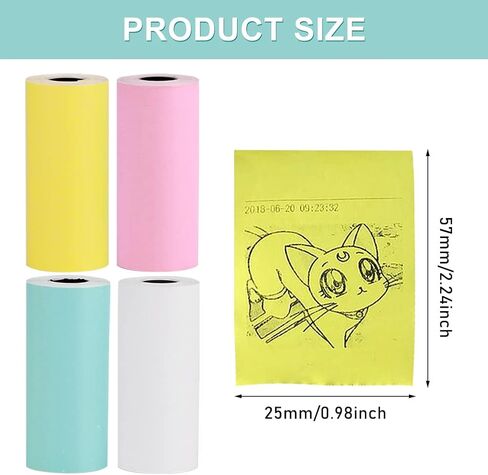 Thermal Printer Paper, 4pcs Colorful Mini Printing Paper Rolls Print Camera Paper Refill Self Adhesive Printable Sticker for Kid's Camera Favors Supplies (57 * 25 mm) in Saudi Arabia
