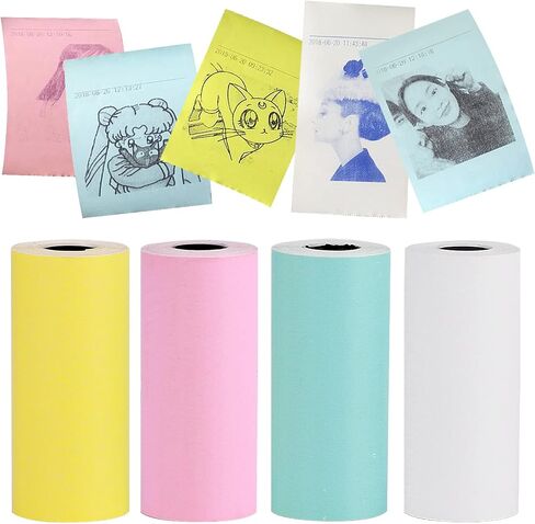 Thermal Printer Paper, 4pcs Colorful Mini Printing Paper Rolls Print Camera Paper Refill Self Adhesive Printable Sticker for Kid's Camera Favors Supplies (57 * 25 mm) in Saudi Arabia