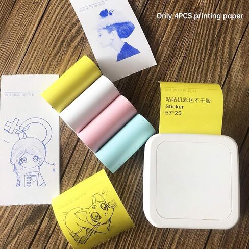 Thermal Printer Paper, 4pcs Colorful Mini Printing Paper Rolls Print Camera Paper Refill Self Adhesive Printable Sticker for Kid's Camera Favors Supplies (57 * 25 mm) in Saudi Arabia