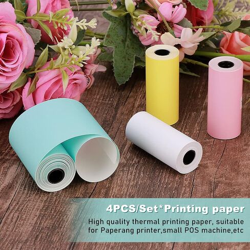 Thermal Printer Paper, 4pcs Colorful Mini Printing Paper Rolls Print Camera Paper Refill Self Adhesive Printable Sticker for Kid's Camera Favors Supplies (57 * 25 mm) in Saudi Arabia