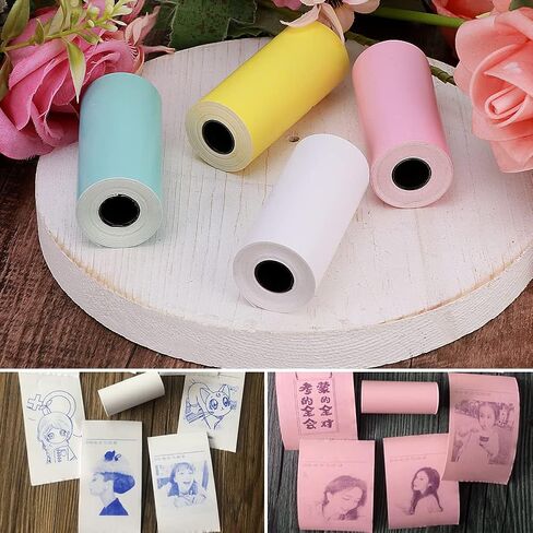 Thermal Printer Paper, 4pcs Colorful Mini Printing Paper Rolls Print Camera Paper Refill Self Adhesive Printable Sticker for Kid's Camera Favors Supplies (57 * 25 mm) in Saudi Arabia