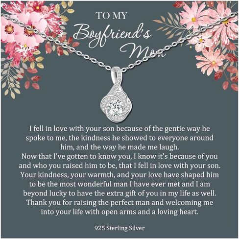 هدية إلى قلادة أمي صديقي، قلادة من الفضة الإسترلينية لا نهاية لها لأم صديقها، هدايا عيد ميلاد الأم للأصدقاء والأم من صديقة in Kuwait