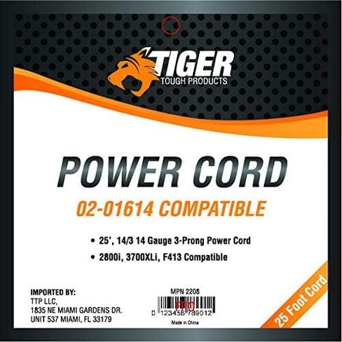 Heavy Duty Power Cord with Universal Design, 25-Foot 14 Gauge 3-Prong & Compatible with Dri-Eaz 2800i, 7000XLi & Revo by Tiger Tough in Kuwait
