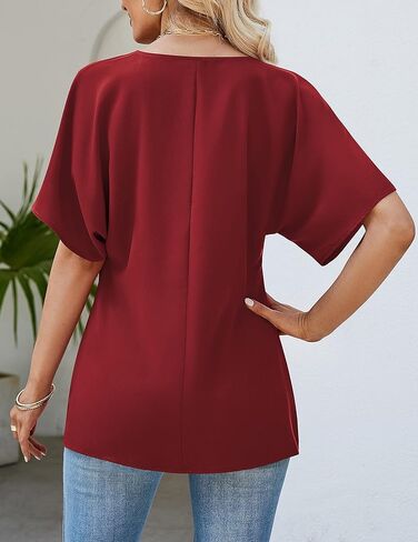 Beluring Womens Summer Blouse Casual Short Sleeve Shirt V Neck Tunic Tops in Kuwait