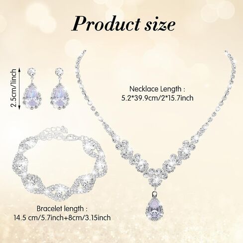 3 Pcs Rhinestone Jewelry Set for Women Rhinestone Earrings Rhinestone Necklace Bracelet Prom Jewelry Wedding Jewelry Sets Bridal Jewelry Set Costume Jewelry for Women Girls Bridesmaid in Saudi Arabia