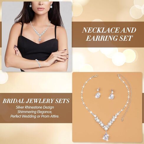 3 Pcs Rhinestone Jewelry Set for Women Rhinestone Earrings Rhinestone Necklace Bracelet Prom Jewelry Wedding Jewelry Sets Bridal Jewelry Set Costume Jewelry for Women Girls Bridesmaid in Saudi Arabia