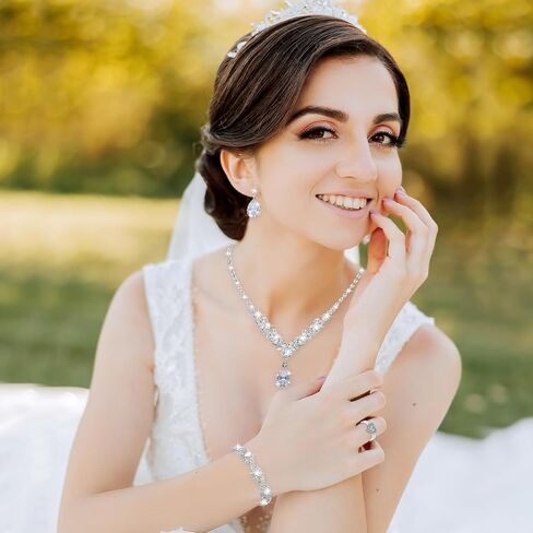 3 Pcs Rhinestone Jewelry Set for Women Rhinestone Earrings Rhinestone Necklace Bracelet Prom Jewelry Wedding Jewelry Sets Bridal Jewelry Set Costume Jewelry for Women Girls Bridesmaid in Saudi Arabia