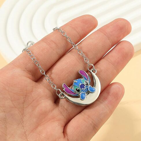 غرزة قلادة قلادة على شكل قمر القلائد أنيمي سحر غرزة أوهانا يعني الأسرة مجوهرات هدية للمراهقين فتاة/بنين/النساء/الرجال in Kuwait