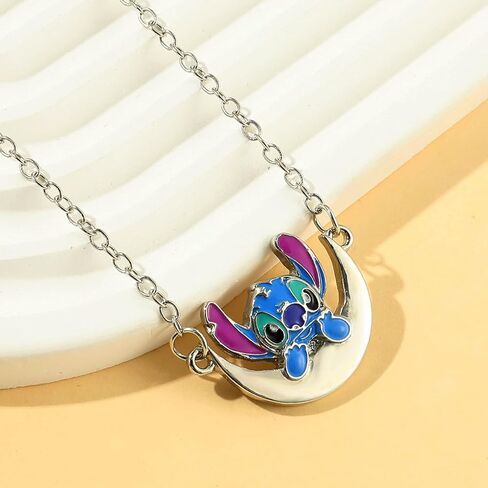 غرزة قلادة قلادة على شكل قمر القلائد أنيمي سحر غرزة أوهانا يعني الأسرة مجوهرات هدية للمراهقين فتاة/بنين/النساء/الرجال in Kuwait