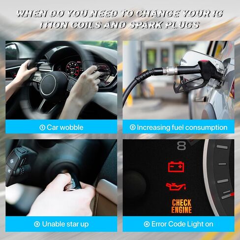 حزم ملف الإشعال UF529 Spark Plug 4644 مجموعة من 4 متوافقة مع 2005 2006 2007 2008 2009 2010 2011 2012 2013 2014 2015 2016 VW Jetta GTI Rabbit Golf Passat CC Tiguan Audi A3 A4 A5 R8 A6 A7 Q7 S4 TT in Kuwait