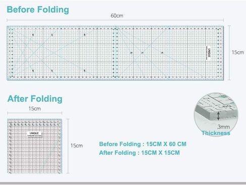 Folding Quilting Ruler 5.9 inch x 23.6 inch, Fold to 5.9 inch x 5.9 inch, Easy to Carry Easy to Storage in Saudi Arabia