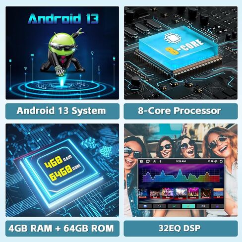 4G+64G Android 13 Car Stereo for 2013-2018 KIA Cerato K3 Forte Radio, 9 Inch IPS Touch Screen Radio with Wireless Apple Carplay Android Auto, Bluetooth GPS WiFi 32EQ DSP FM RDS SWC+Mic, AHD Backup Cam in Kuwait