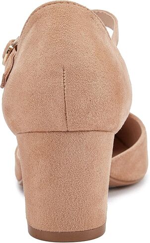 Huiyuzhi Women's T-Strap Pointed Toe Ankle Buckle Chunky Block Heel Pumps in Kuwait