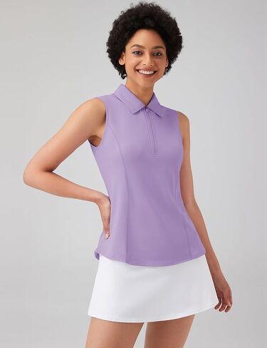 قمصان LOMON النسائية بسحاب ربع رياضي بدون أكمام للتمرين، قمصان صيفية كاجوال بدون أكمام من Racerback in Kuwait