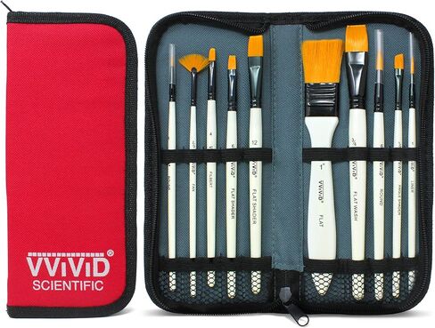 VViViD 10pc Artists Synthetic Sable Paint Brush Set, with Zip-Up Hard-Back Carry Case in Saudi Arabia