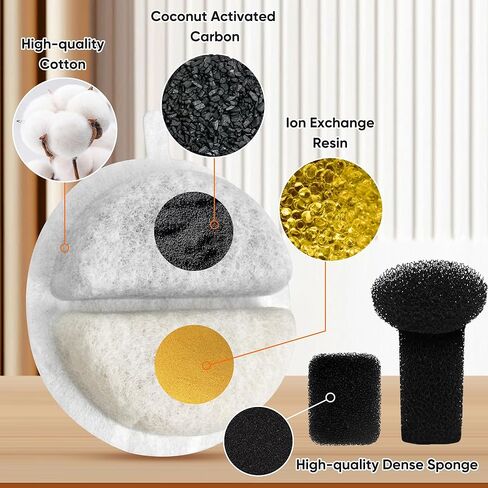 10 عبوات من فلتر نافورة المياه للقطط و10 عبوات من إسفنجات مضخة المياه و6 عبوات من الإسفنج الممتص للصوت، فلتر نافورة مياه للحيوانات الأليفة متوافق مع نافورة مياه للقطط سعة 84 أونصة سائلة/2.5 لتر in Kuwait